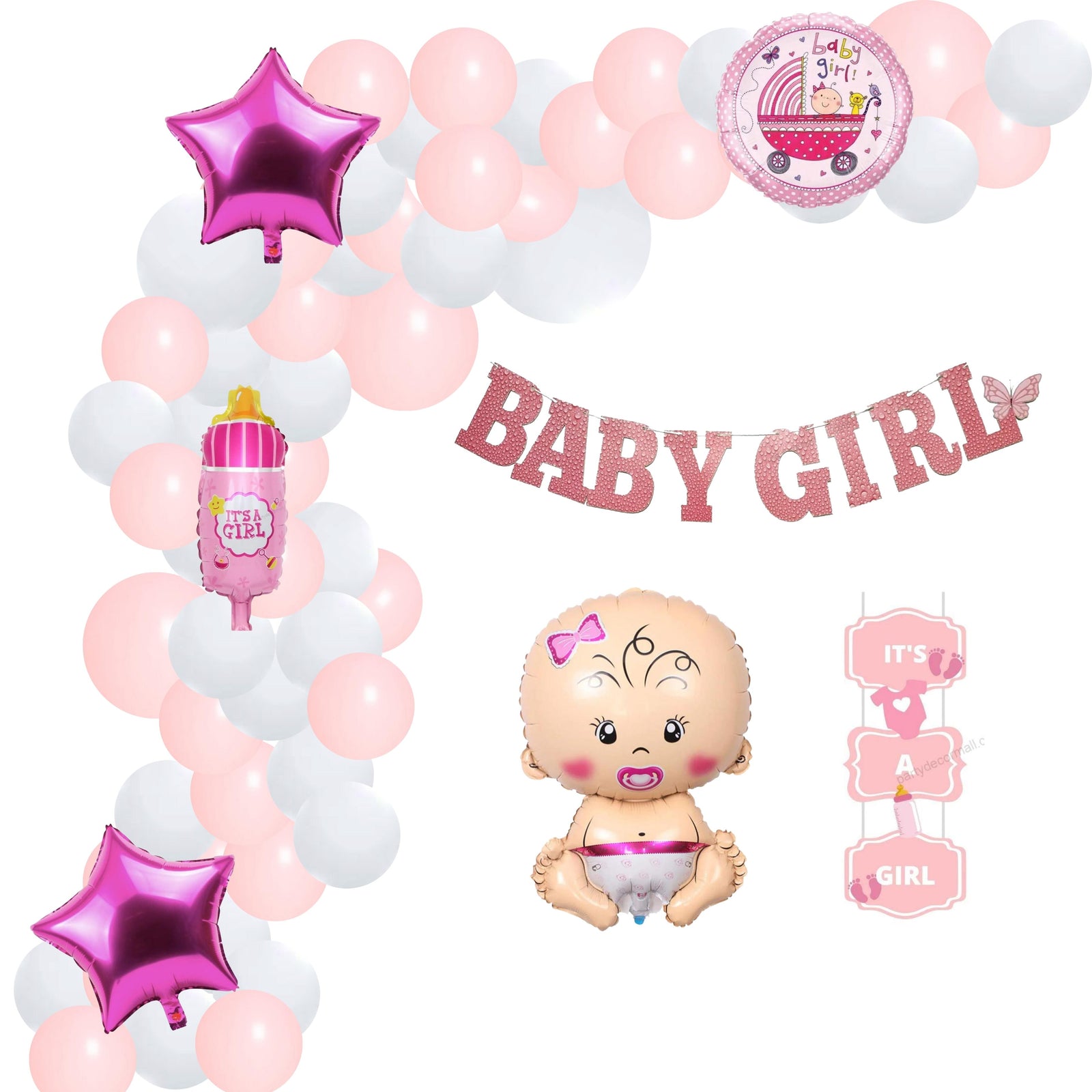 Baby Girl Theme Birthday Decoration DIY Kit (51 Pcs)