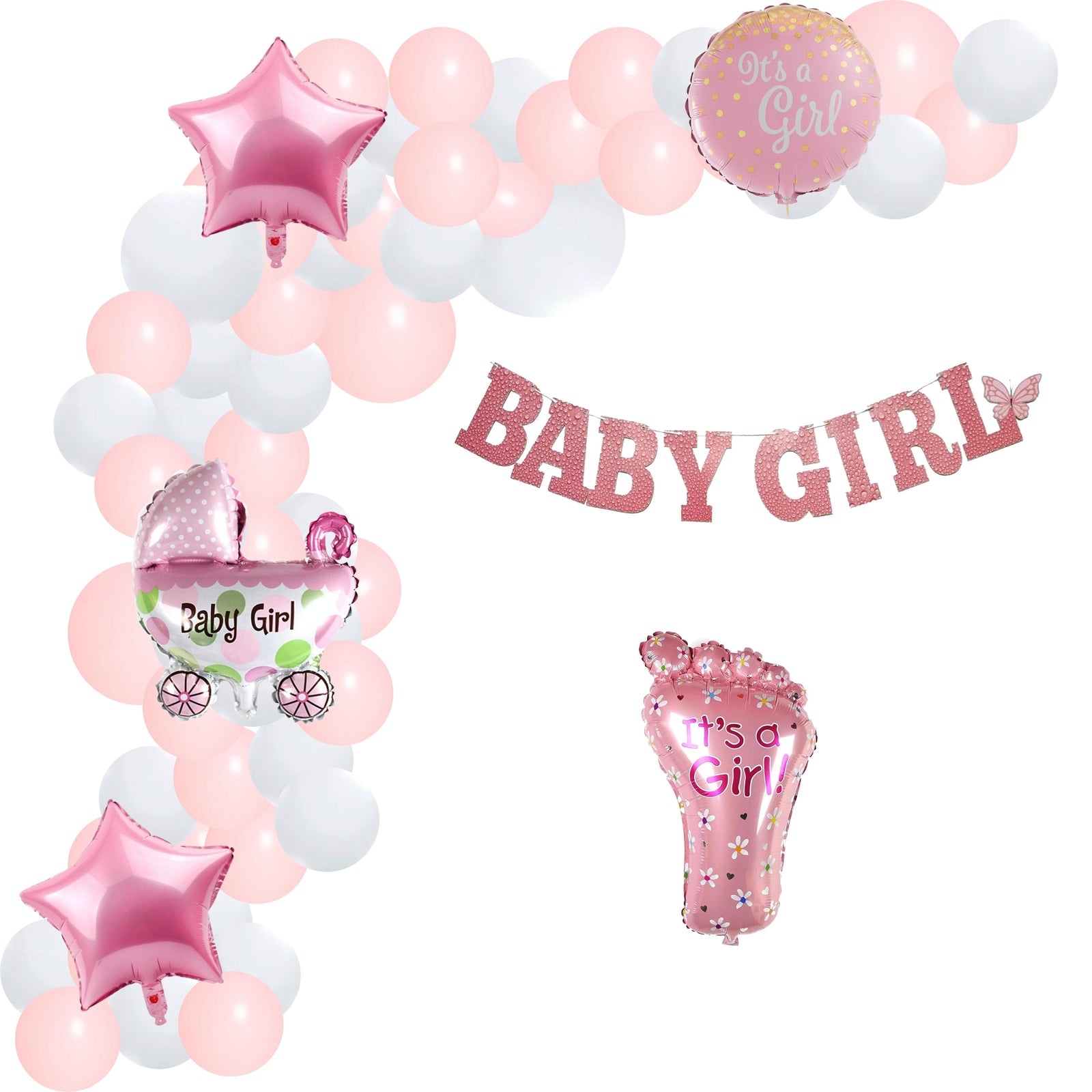Baby Girl Theme Birthday Balloon Decoration DIY Kit (49 Pcs)