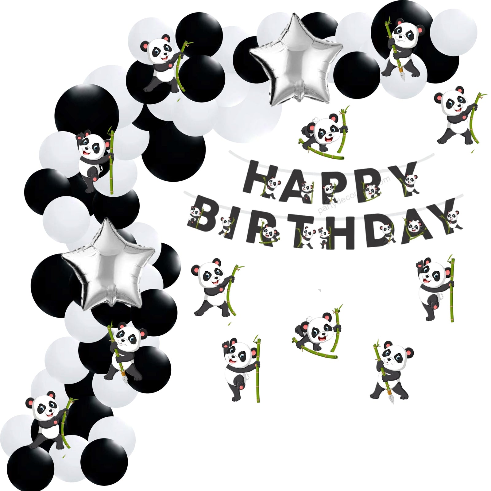 Panda Theme Birthday Balloon Decoration DIY Kit (58 Pcs)