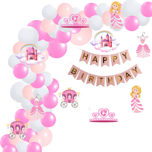 Load image into Gallery viewer, Little Princess Theme Birthday Balloon Decoration DIY Kit (76 Pcs)
