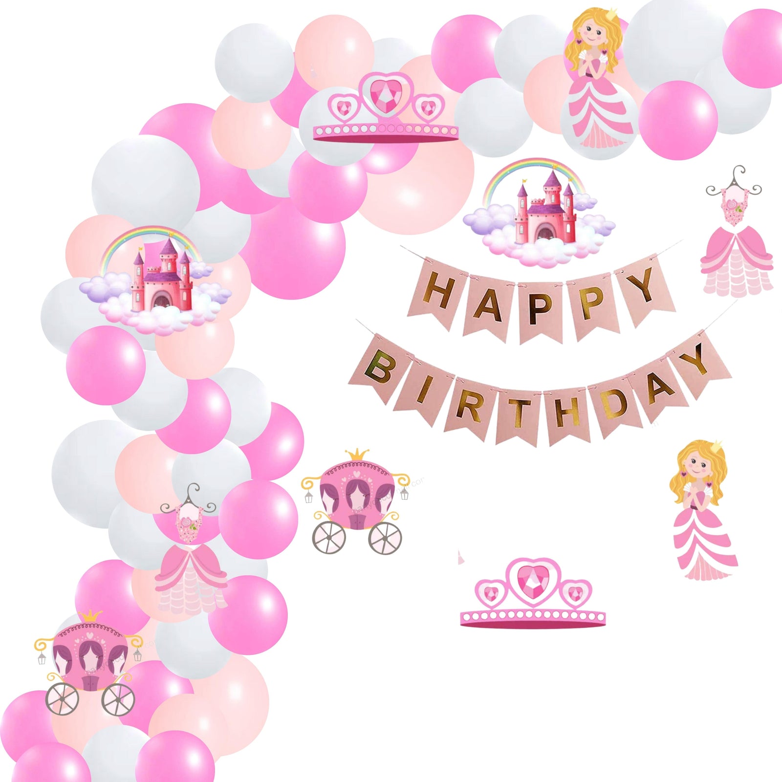 Little Princess Theme Birthday Balloon Decoration DIY Kit (76 Pcs)