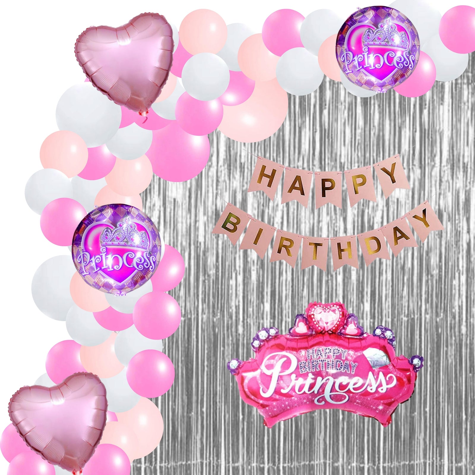 Princess Theme Birthday Balloon Decoration DIY Kit (71 Pcs)
