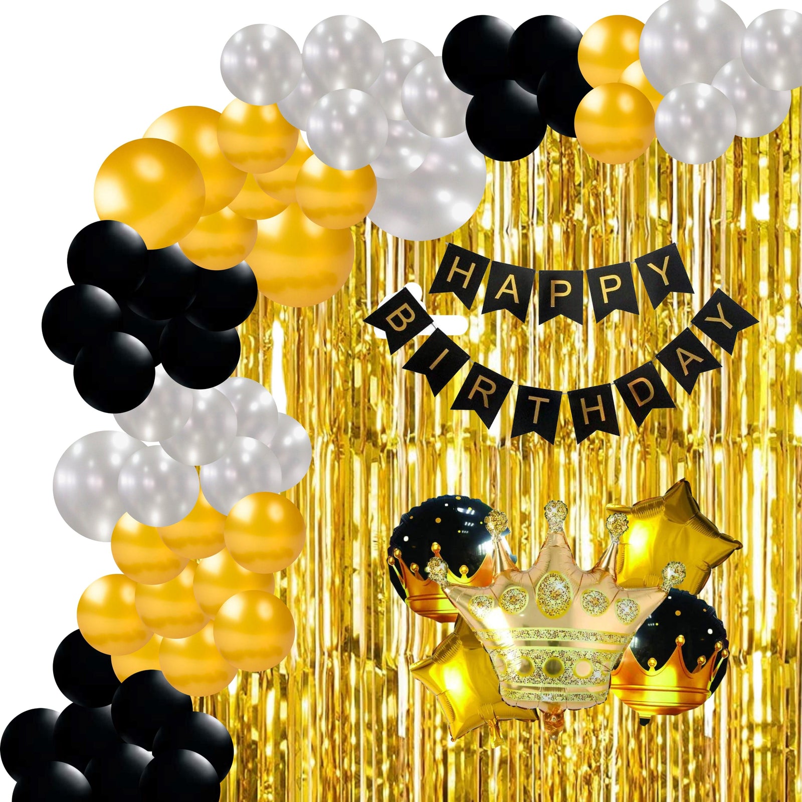 Golden Crown Theme Birthday Balloon Decoration DIY Kit (71 Pcs)