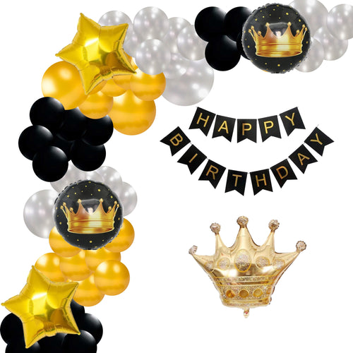 Load image into Gallery viewer, Gold Crown Theme Birthday Balloon Decoration DIY Kit (69 Pcs)

