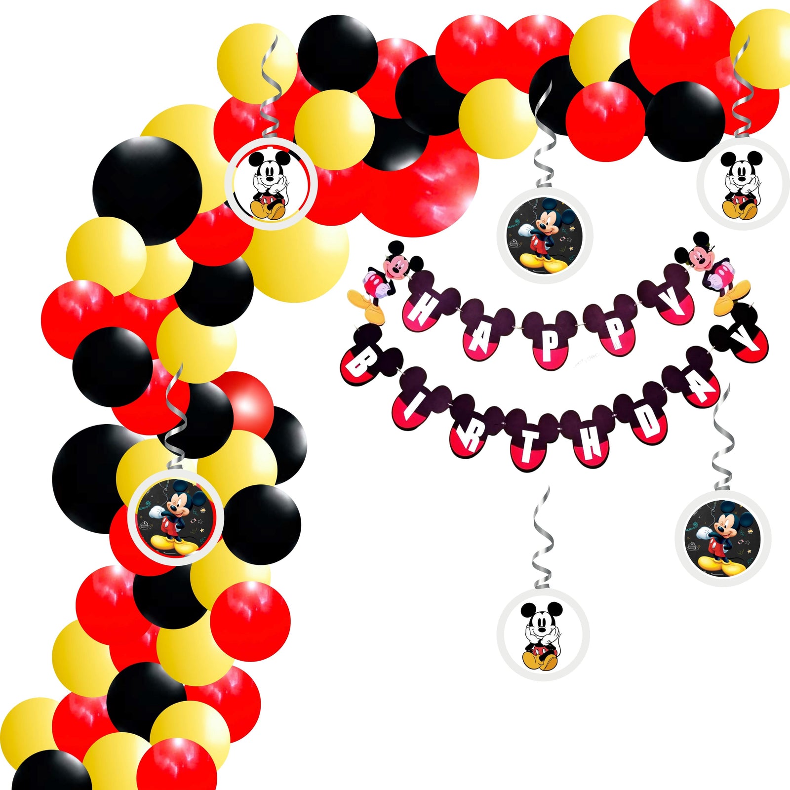 Mickey Mouse Theme Birthday Balloon Decoration DIY Kit (66 Pcs)