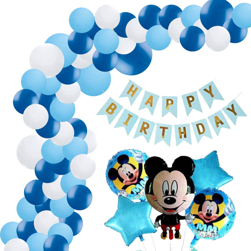 Load image into Gallery viewer, Blue Mickey Mouse Theme Birthday Balloon Decoration DIY Kit (69 Pcs)
