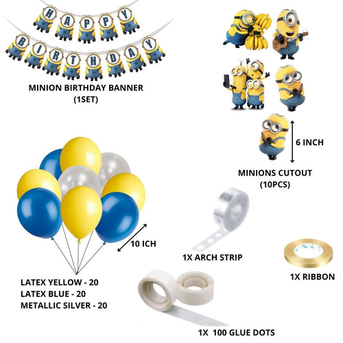 Load image into Gallery viewer, Minion Theme Birthday Balloon Decoration DIY Kit (64 Pcs)
