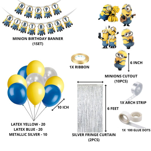 Load image into Gallery viewer, Minion Theme Birthday Balloon Decoration DIY Kit (66 Pcs)
