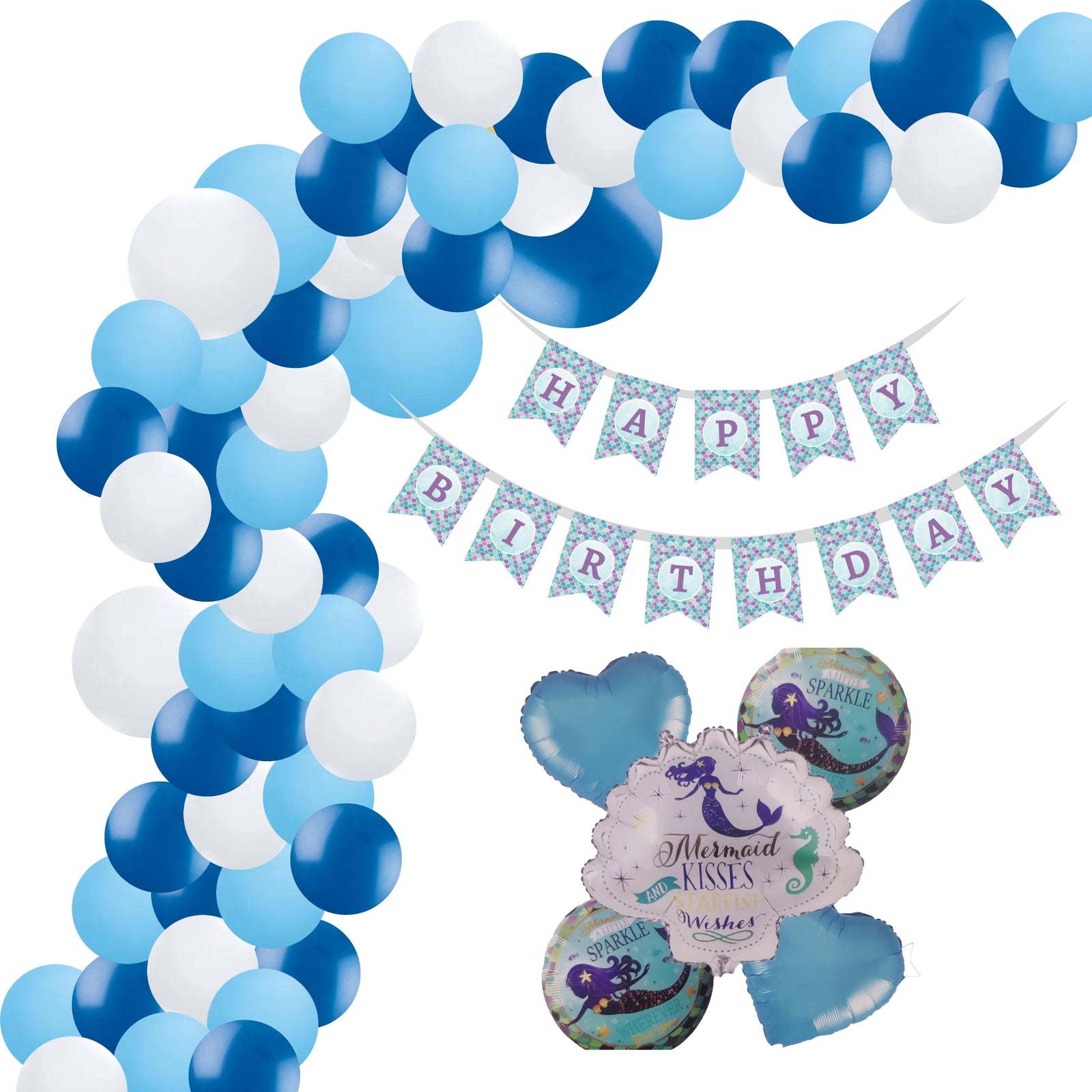 Mermaid Theme Birthday Balloon Decoration DIY Kit (69 Pcs)
