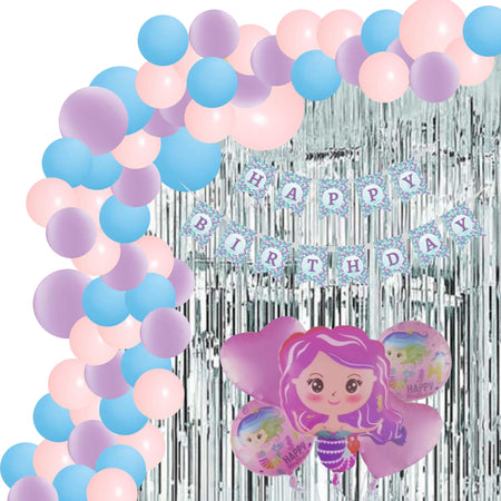 Mermaid Theme Birthday Balloon Decoration DIY Kit (70 Pcs)
