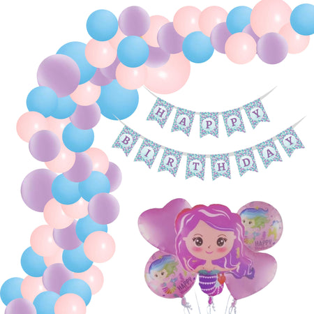 Mermaid Theme Birthday Decoration DIY Kit (69 Pcs)
