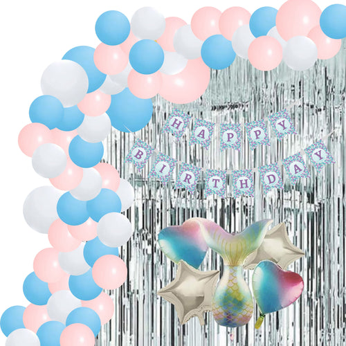 Load image into Gallery viewer, Mermaid Tail Theme Birthday Decoration DIY Kit (71 Pcs)
