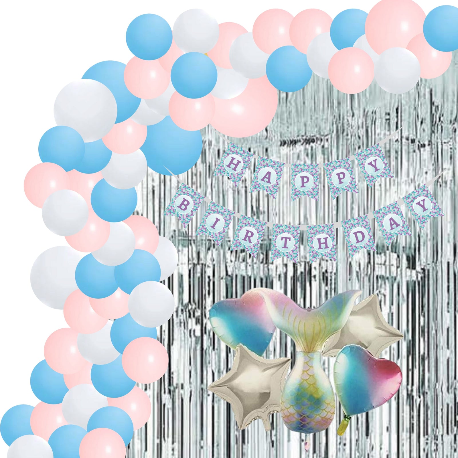 Mermaid Tail Theme Birthday Decoration DIY Kit (71 Pcs)