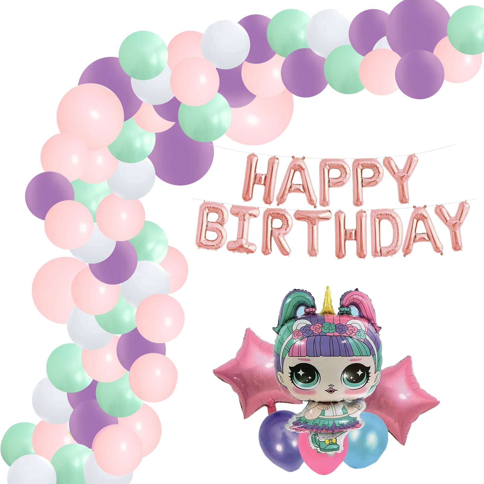 Lol Doll Theme Birthday Decoration DIY Kit (72 Pcs)