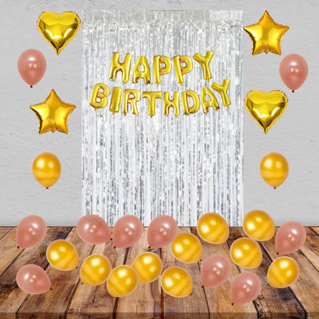 Rose Gold and Gold Theme Birthday Decoration DIY Kit (49 Pcs)