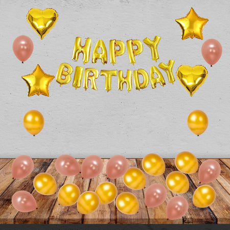 Rose Gold and Gold Theme Birthday Decoration DIY Kit (47 Pcs)