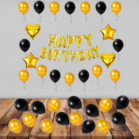 Black and Gold Theme Birthday Decoration DIY Kit (47 Pcs)