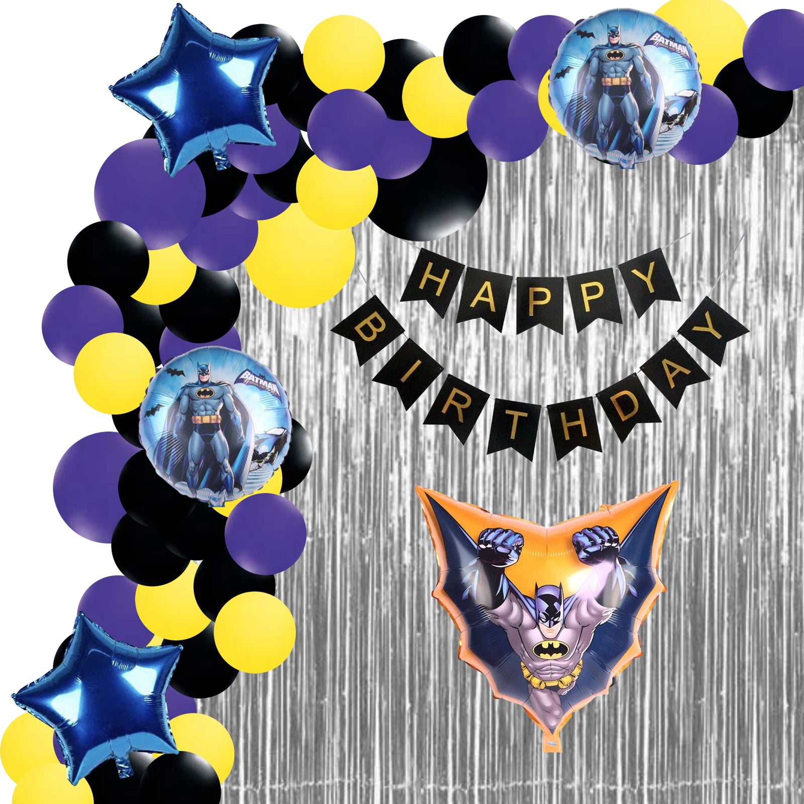 Bat Super Hero Theme Birthday Decoration DIY Kit (71 Pcs)