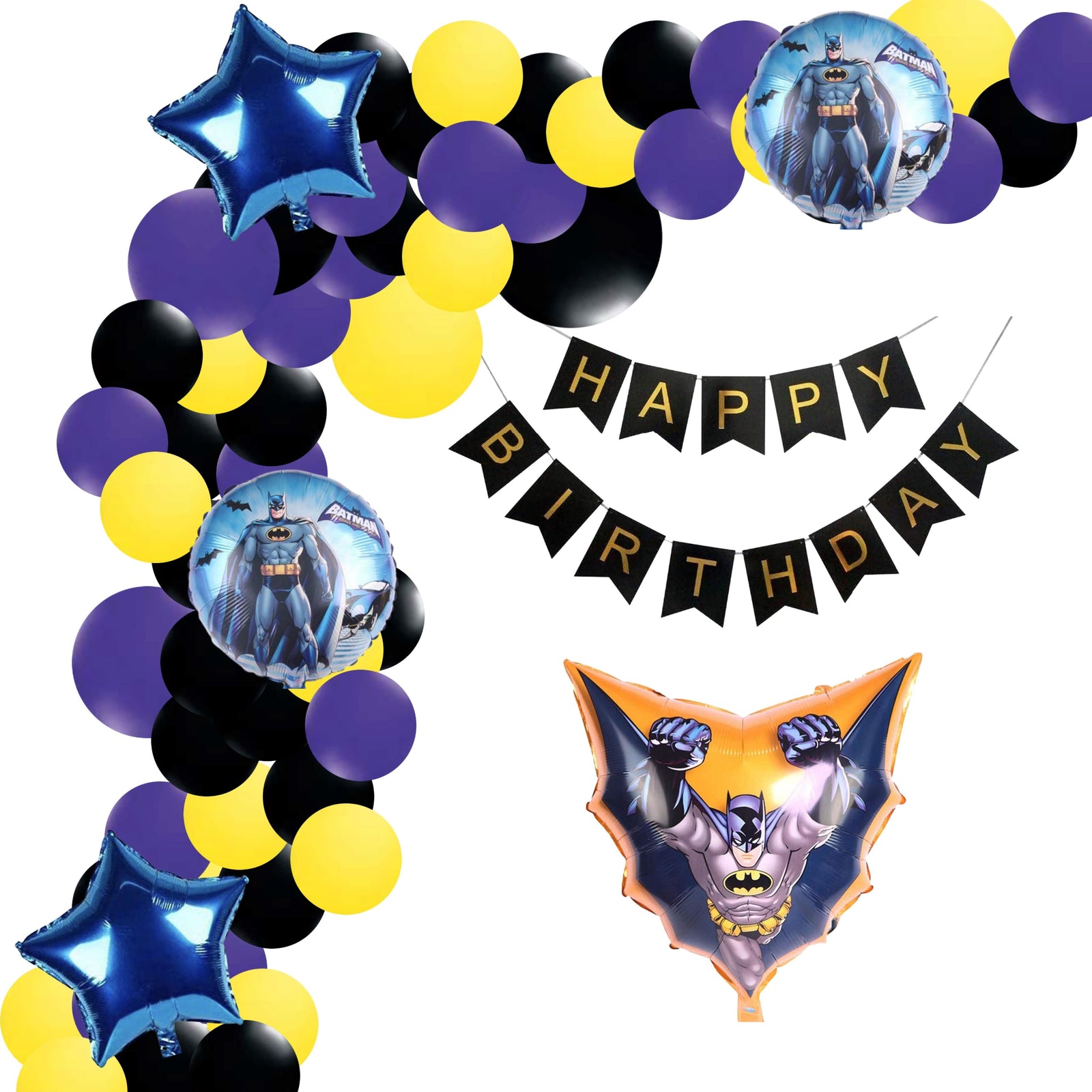 Bat SuperHero Theme Birthday Decoration DIY Kit (69 Pcs)