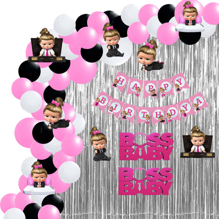 Boss Baby Girl Theme Birthday Balloon Decoration DIY Kit (75 Pcs)