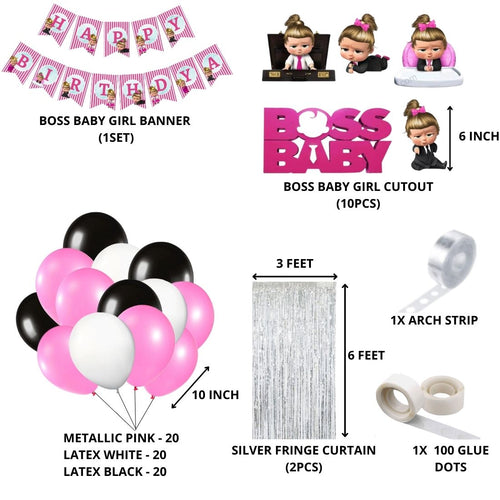 Load image into Gallery viewer, Boss Baby Girl Theme Birthday Balloon Decoration DIY Kit (75 Pcs)

