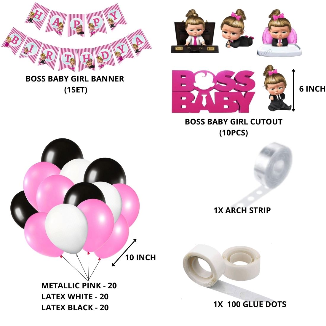 Boss Baby Girl Theme Birthday Balloon Decoration DIY Kit (73 Pcs)