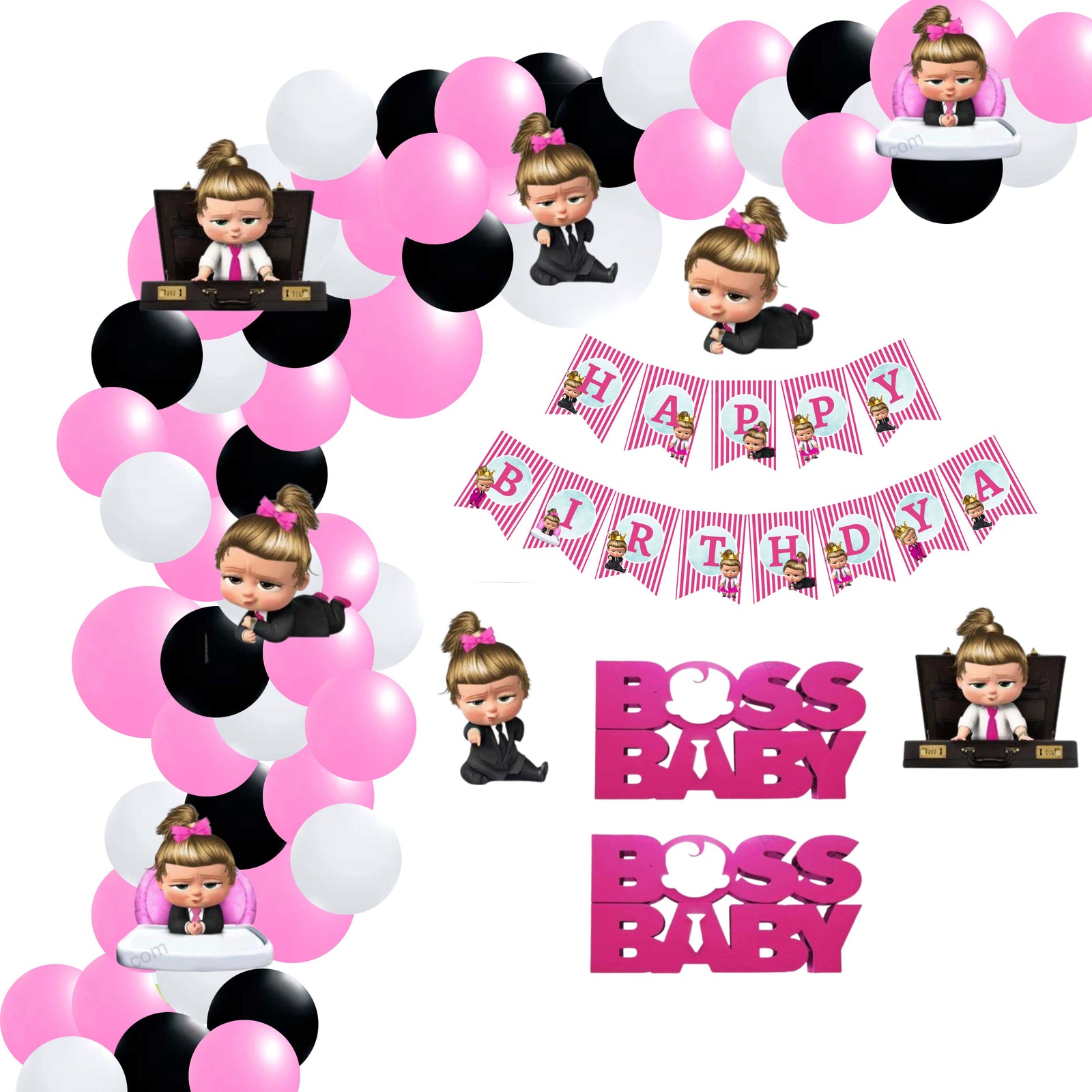 Boss Baby Girl Theme Birthday Balloon Decoration DIY Kit (73 Pcs)