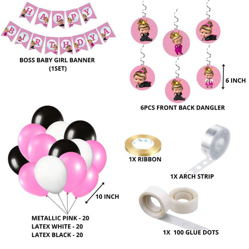 Load image into Gallery viewer, Boss Baby Girl Theme Birthday/Dangler Decoration DIY Kit (70 Pcs)
