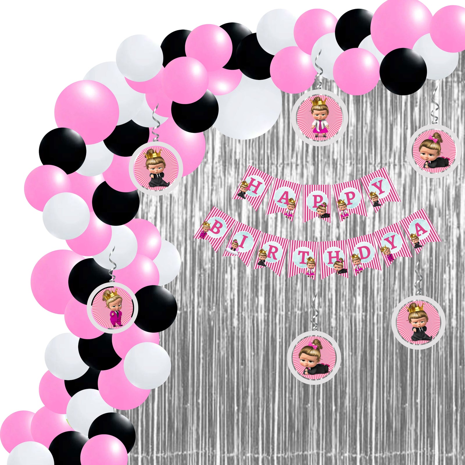 Boss Baby Girl Theme Birthday/Dangler Decoration DIY Kit (71 Pcs)