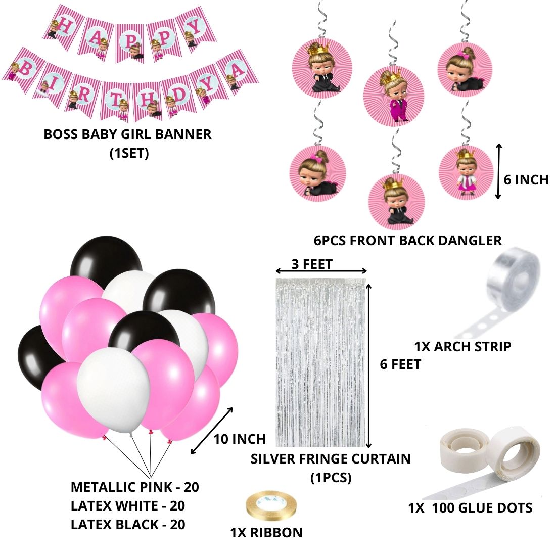 Boss Baby Girl Theme Birthday/Dangler Decoration DIY Kit (71 Pcs)