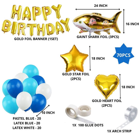 Giant Shark Theme Birthday/Dangler Decoration DIY Kit (70 Pcs)