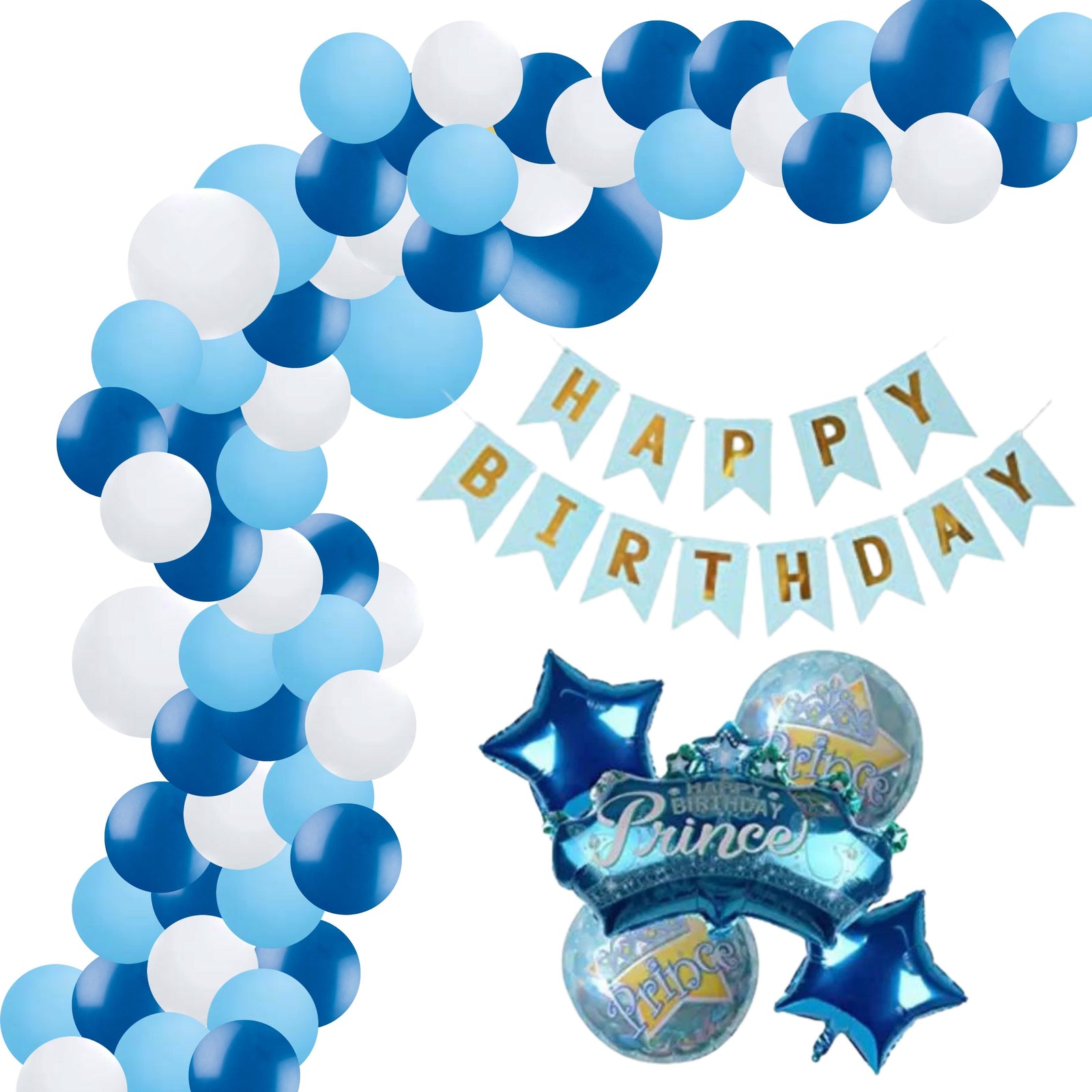 Blue Prince Theme Birthday Balloon Decoration DIY Kit (69 Pcs)