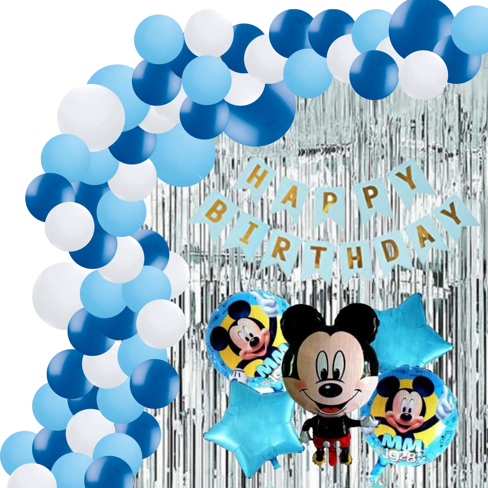 Blue Mickey Mouse Theme Birthday Balloon Decoration DIY Kit (71 Pcs)