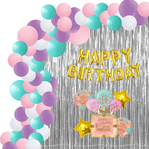 Load image into Gallery viewer, Stay Fabulous Birthday Decoration Kit W Fringe Curtain(82 Pieces)
