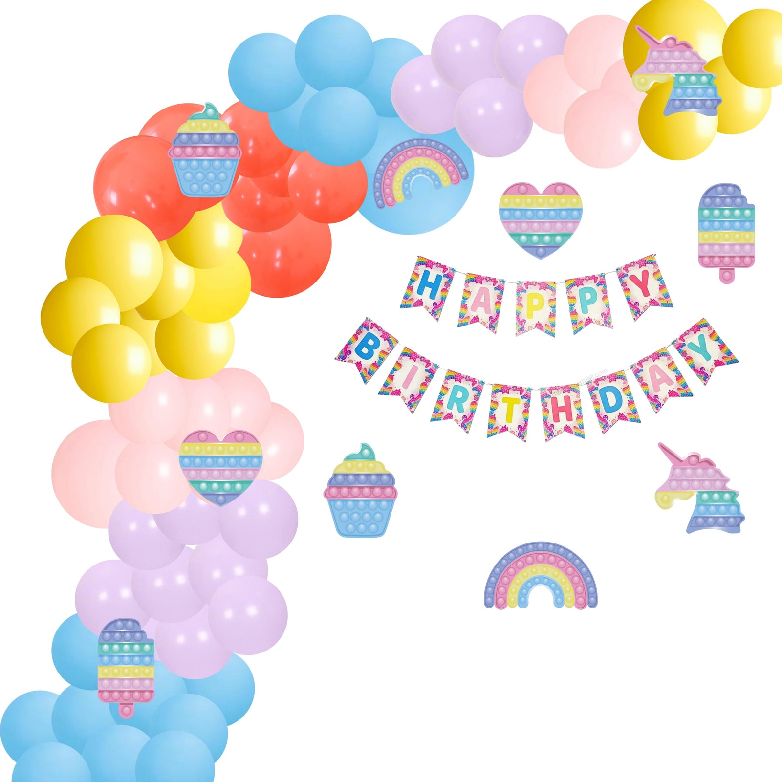 Pop It Birthday Decoration Kit(88 Pcs)