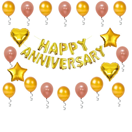 Happy Anniversary Decoration(Gold/RoseGold) - (69 Pcs)