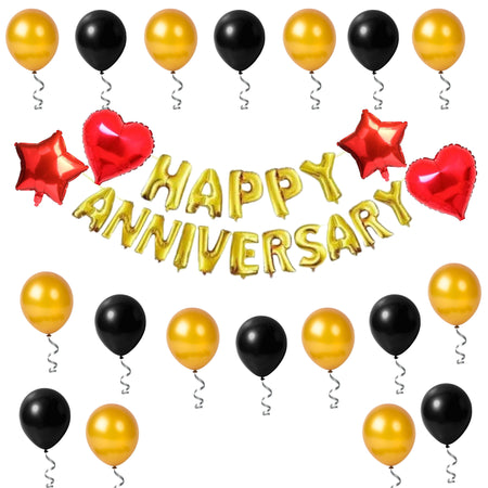 Happy Anniversary Decoration(Red/Gold/Black) - (69 Pcs)