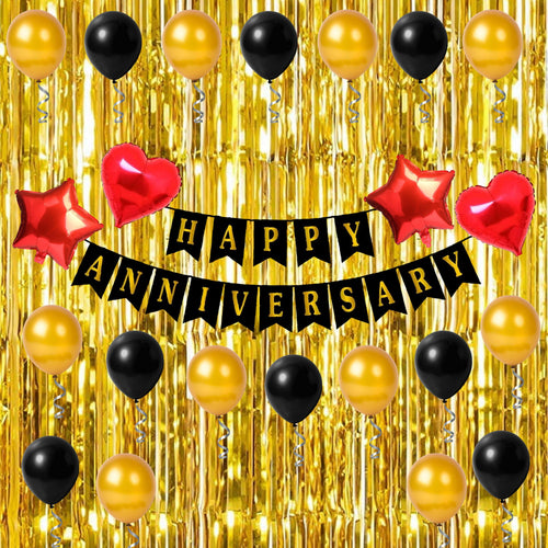 Load image into Gallery viewer, Happy Anniversary Decoration(Red/Gold/Black) - (71 Pcs)
