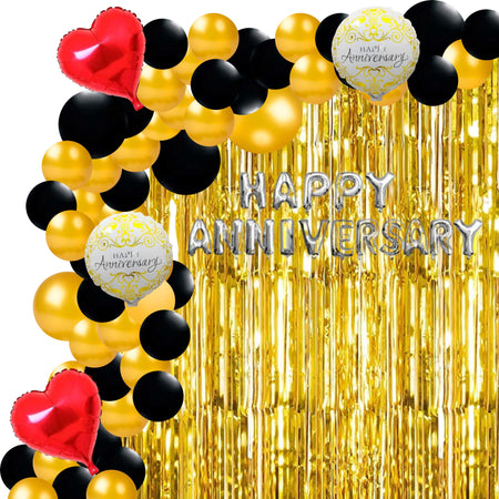 Happy Anniversary Decoration(Red/Black/Silver/Gold) - (72 Pcs)