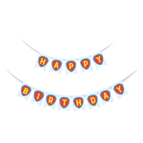 Load image into Gallery viewer, Paw Patrol theme Happy Birthday Banner (6 inches/250 GSM Cardstock/Red, Yellow, Blue, Light Blue, White/13Pcs)
