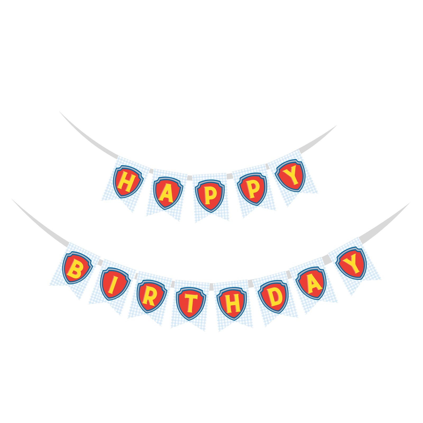 Paw Patrol theme Happy Birthday Banner (6 inches/250 GSM Cardstock/Red, Yellow, Blue, Light Blue, White/13Pcs)