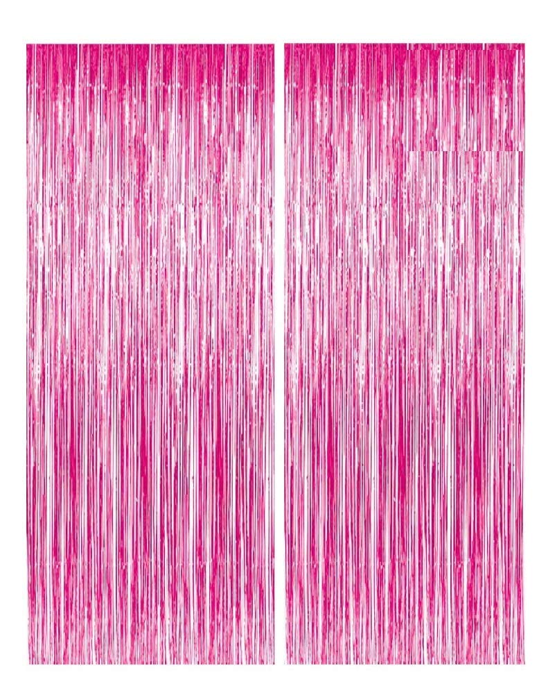 Metallic Pink Foil Fringe Curtains for Party Photo Backdrop Wedding Birthday Decor (2 Pack, Pink) – 2 X 5 ft