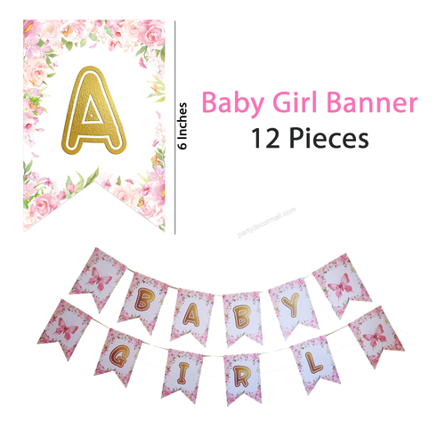 Load image into Gallery viewer, Pink Butterfly - Baby Girl Banner for Baby Welcome
