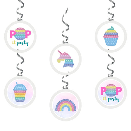 Pop It Dangler/Wall Hanging Birthday Decoration – (6 Pieces)