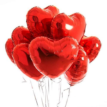 Red Heart Shape Foil Balloon 18″ inch for Anniversary, Valentine Party &amp; Happy Birthday Party Pack of 10