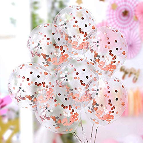 Load image into Gallery viewer, Rose Gold Confetti Balloon Set-10Pcs 12″ Balloons for Marriage Birthday Baby Shower Party Decoration Items, Girls, Boys Husband &amp; Wife Decoration
