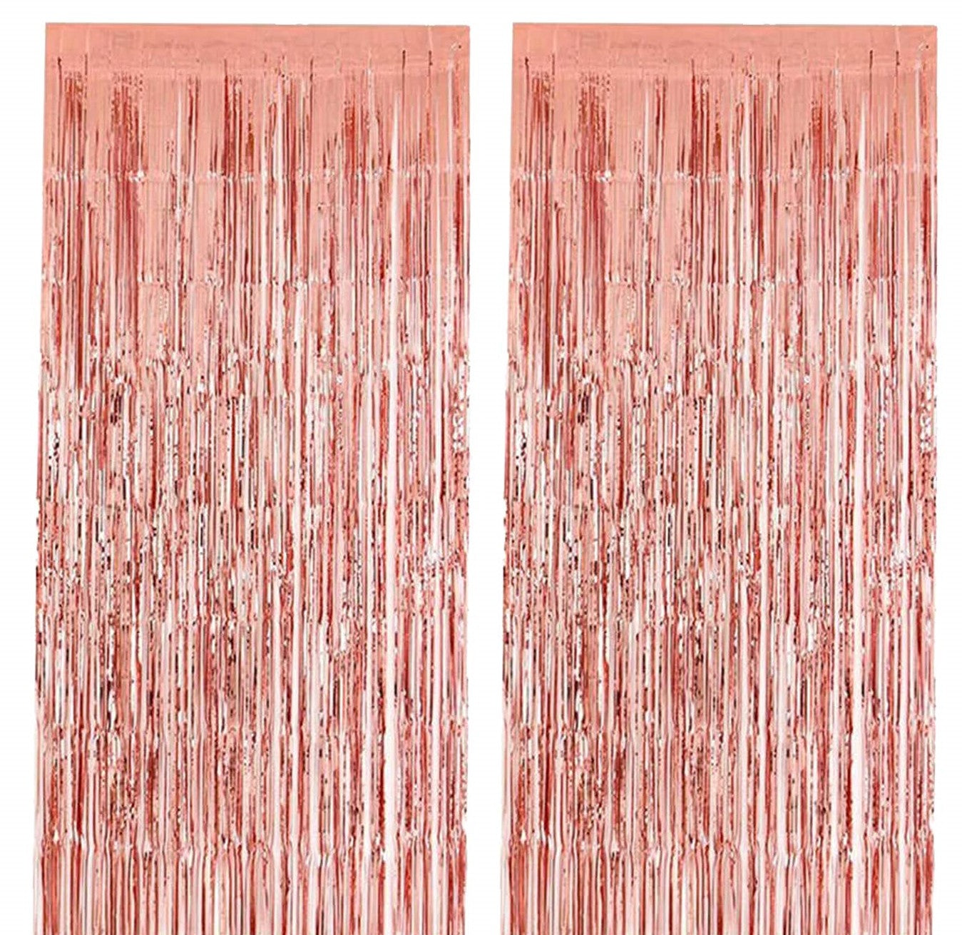Rose Gold Fringe Curtains for Decorations, Birthday, Baby Shower (Set of 2) - 3 X 6 ft