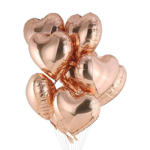 Load image into Gallery viewer, Rose Gold Heart Shape Foil Balloon 5″ inch for Anniversary, Valentine Party &amp; Birthday Party Pack of 10
