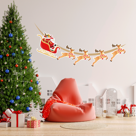 Santa Claus and Reindeer Bunting for Christmas (6 Inches/250 GSM Cardstock/Red, Brown/8 Pcs)