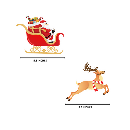 Santa Claus and Reindeer Bunting for Christmas (6 Inches/250 GSM Cardstock/Red, Brown/8 Pcs)